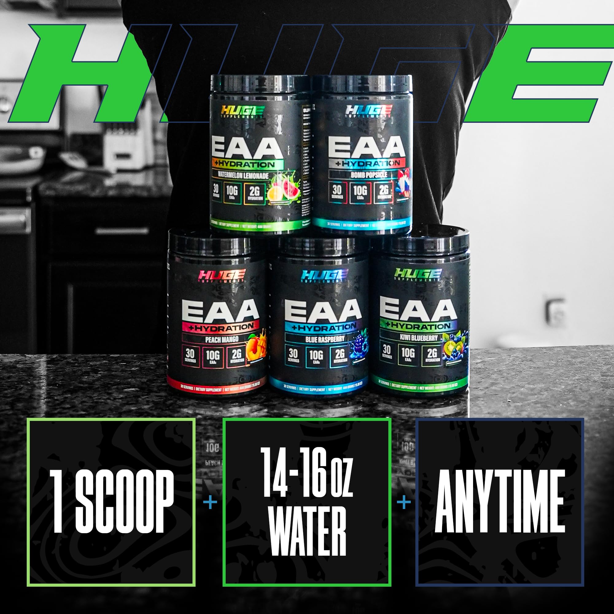 Huge Supplements vaso con mezcla efervescente para hidratación intraentreno