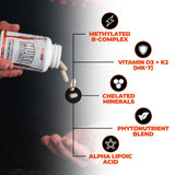 Huge Supplements comparación de tamaño en mano para apreciar dimensiones y dosis por cápsula