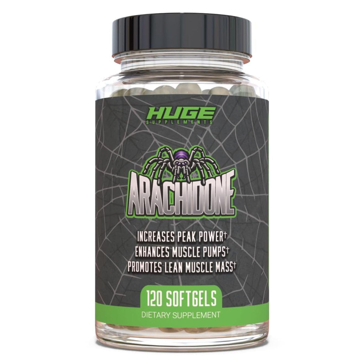 Huge Supplements Arachidone vista frontal, envase claro y beneficio de dosificación clínica