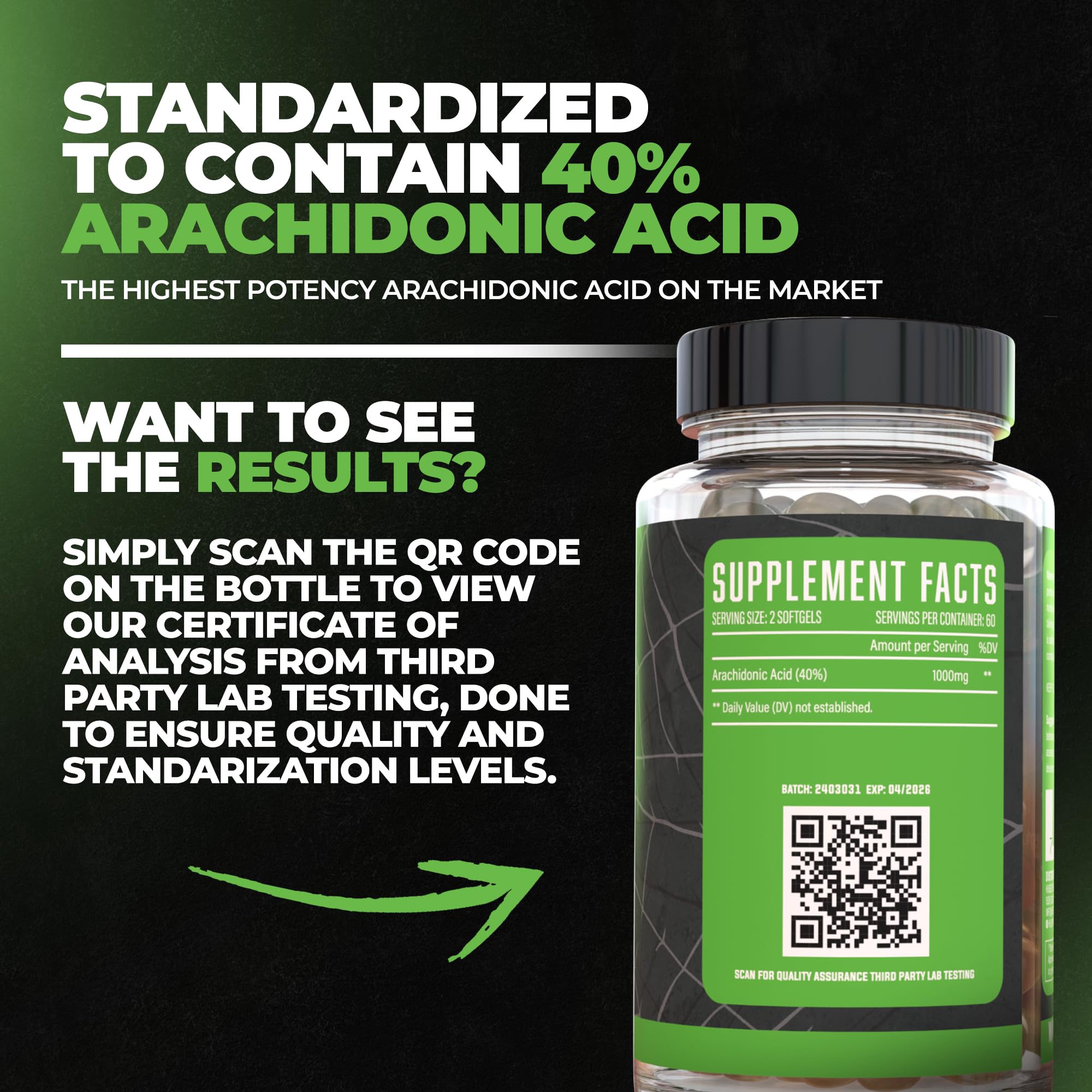 Huge Supplements Arachidone primer plano de textura de softgel que facilita la ingestión