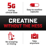 Visual comparativo de cápsulas Huge Supplements con dosis exacta de 5 g