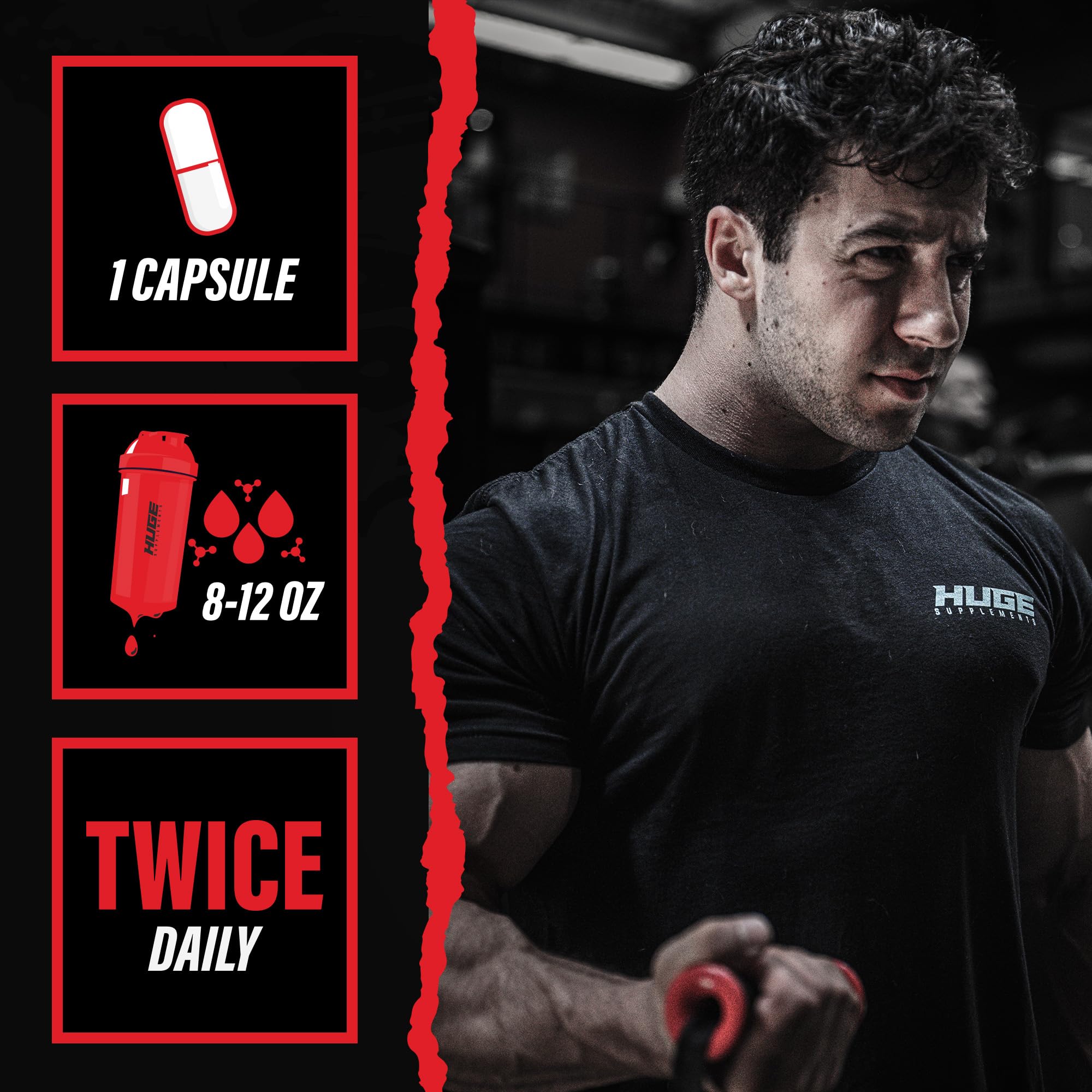 Etiqueta Huge Supplements con información de pureza y concentrado