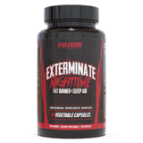 Huge Supplements envase frontal del producto mostrando beneficios nocturnos