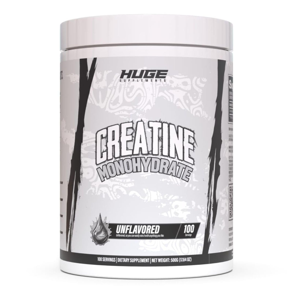 Huge Supplements envase frontal mostrando etiqueta y tamaño, confianza de marca