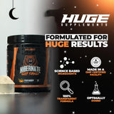 Etiqueta de Hibernate de Huge Supplements con lista de ingredientes y calidad