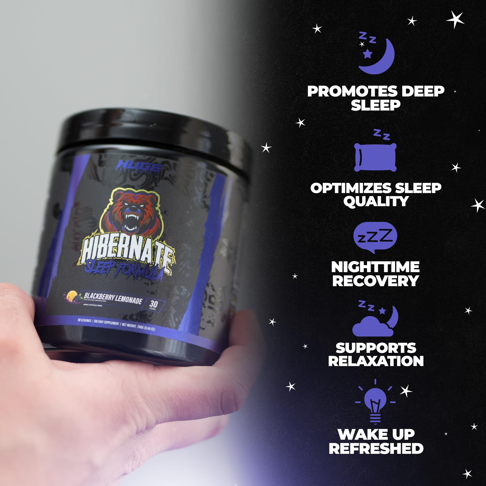 Huge Supplements textura del contenido en primer plano para ver calidad natural