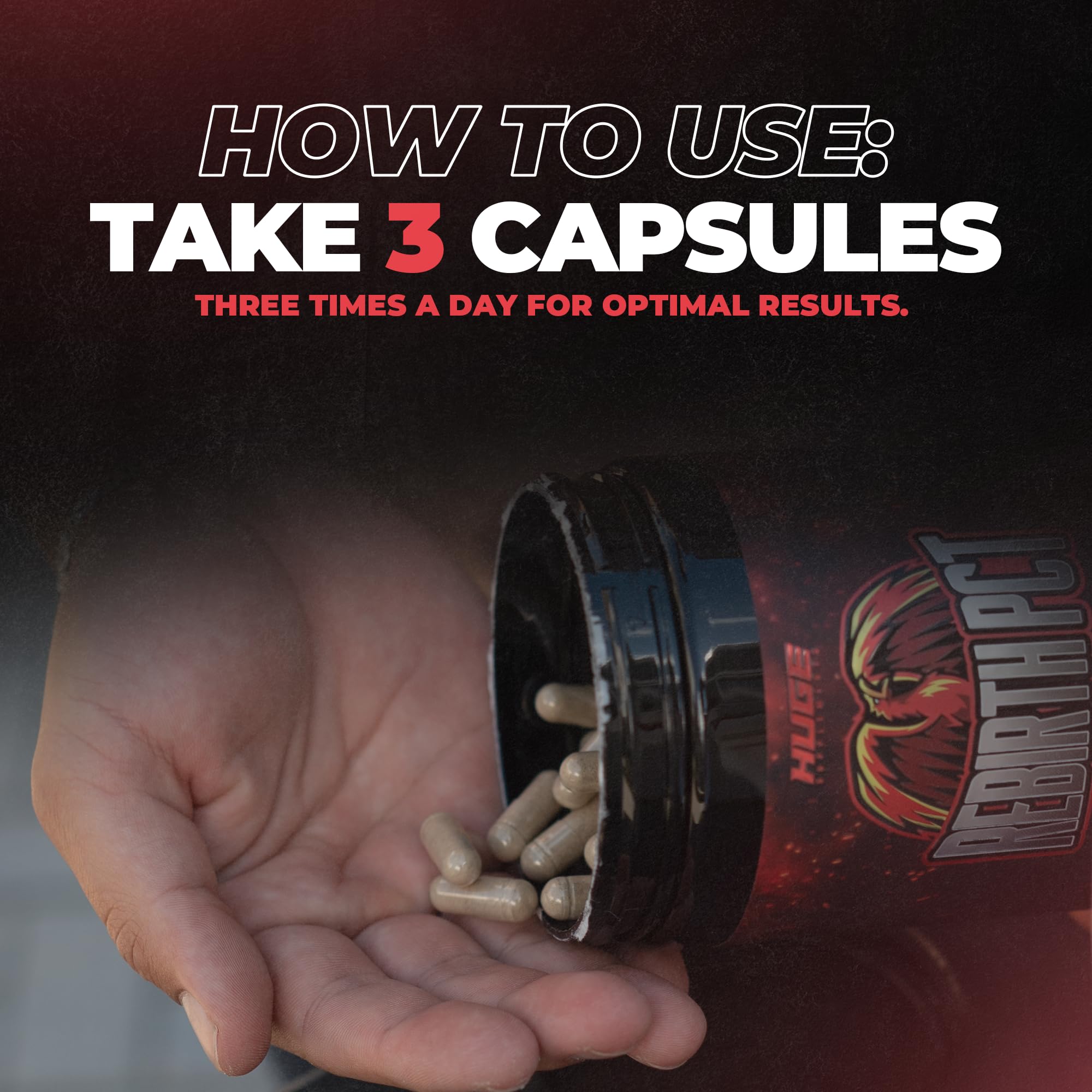 Huge Supplements etiqueta Rebirth PCT con lista de ingredientes legible y clara