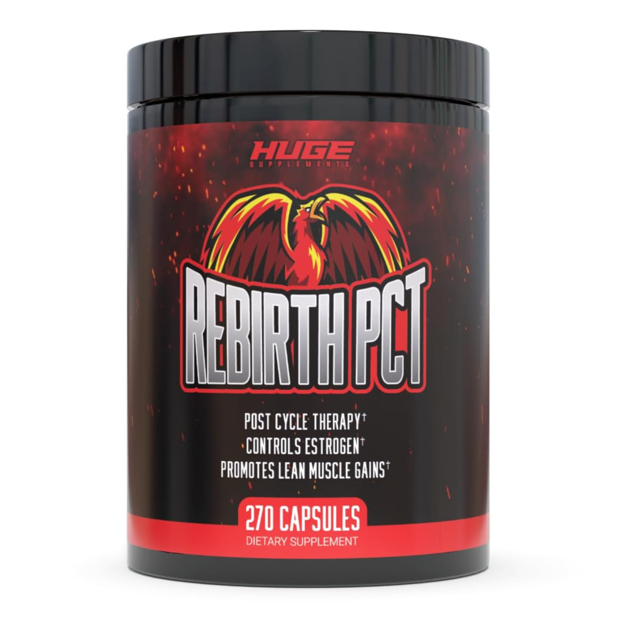 Huge Supplements frasco Rebirth PCT vista frontal para identificar producto