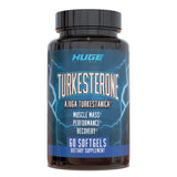 Huge Supplements frasco frontal mostrando 60 softgels y beneficio de absorción rápida
