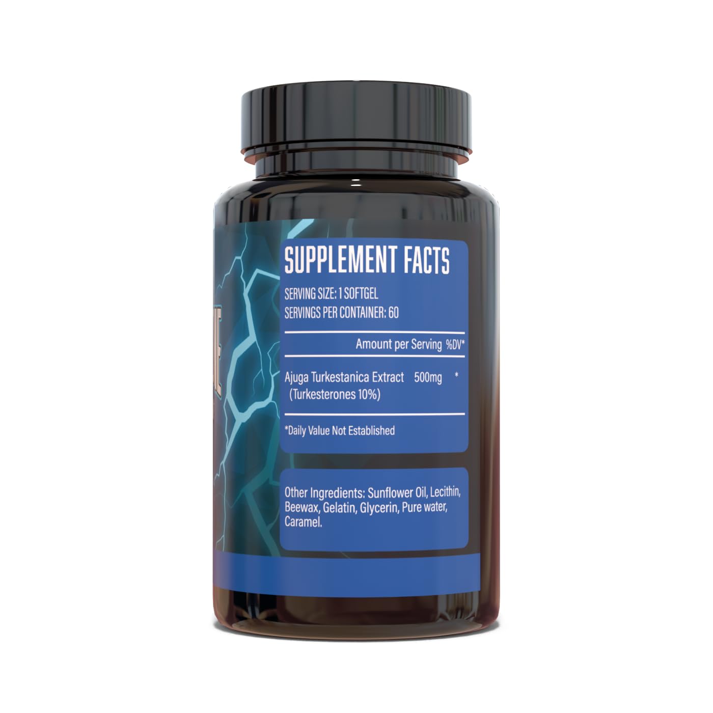 Huge Supplements frasco abierto que muestra softgels y conservación del contenido
