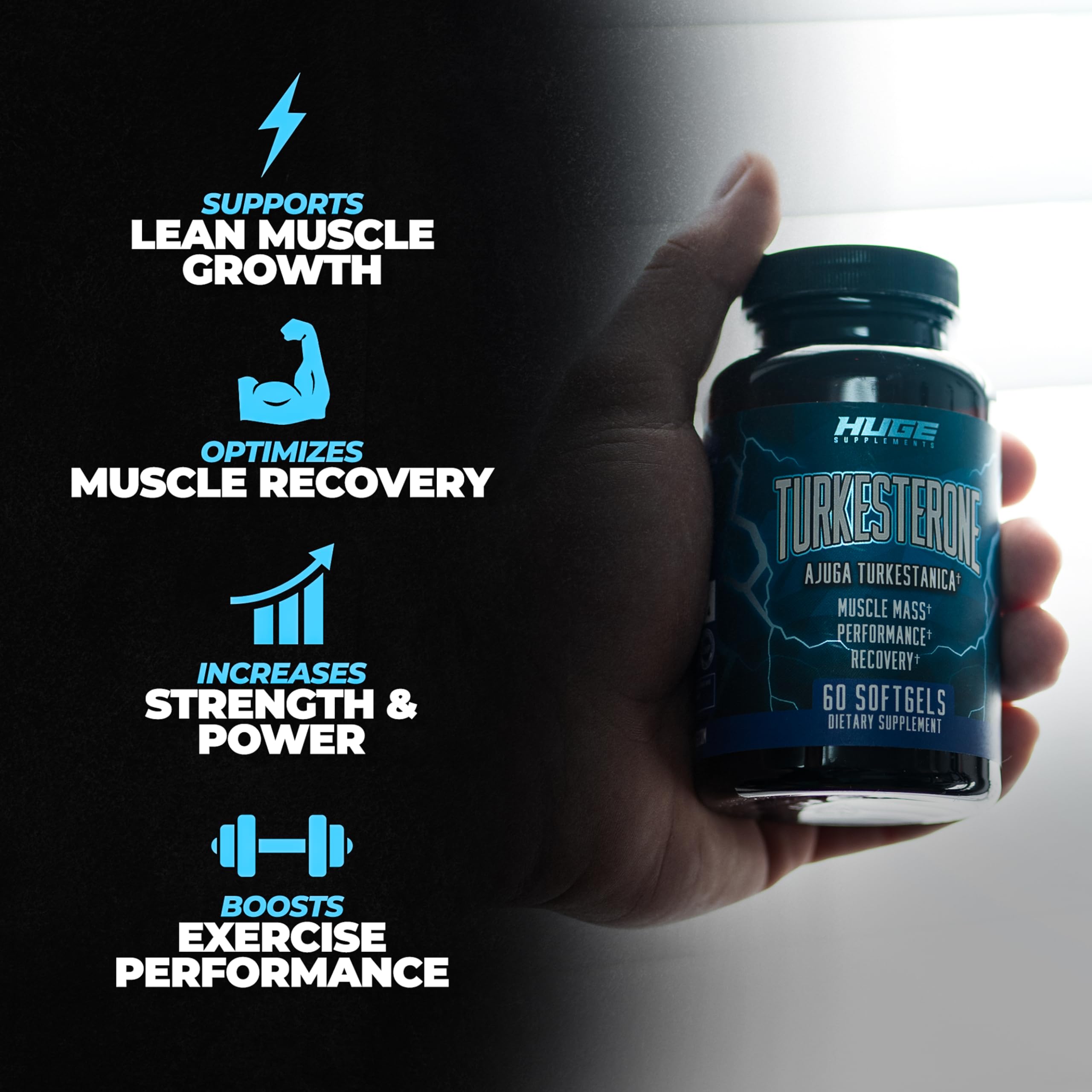 Huge Supplements softgel en mano para visualizar tamaño y facilidad de ingestión