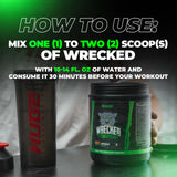 Atleta con Wrecked Huge Supplements antes de entrenar mostrando energía