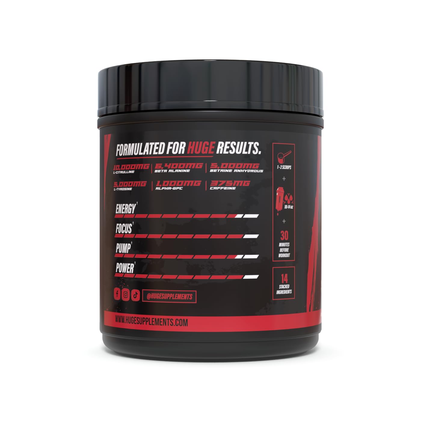 Huge Supplements Wrecked en uso durante sesión intensa en gimnasio