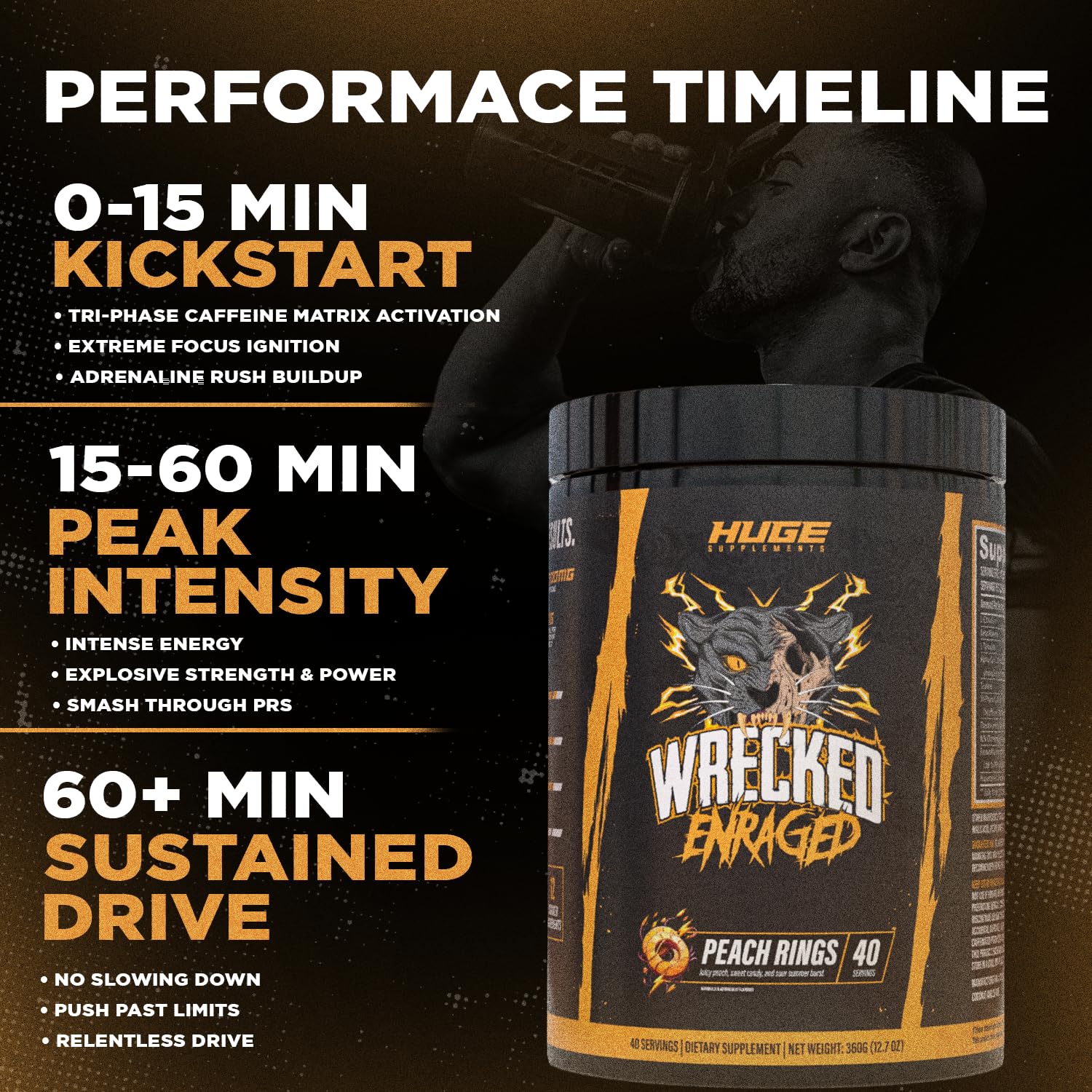 Etiqueta de Wrecked Enraged con ingredientes y advertencias visible para usuarios avanzados