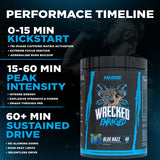 Etiqueta de ingredientes de Wrecked Enraged Huge Supplements destacando la matriz de cafeína
