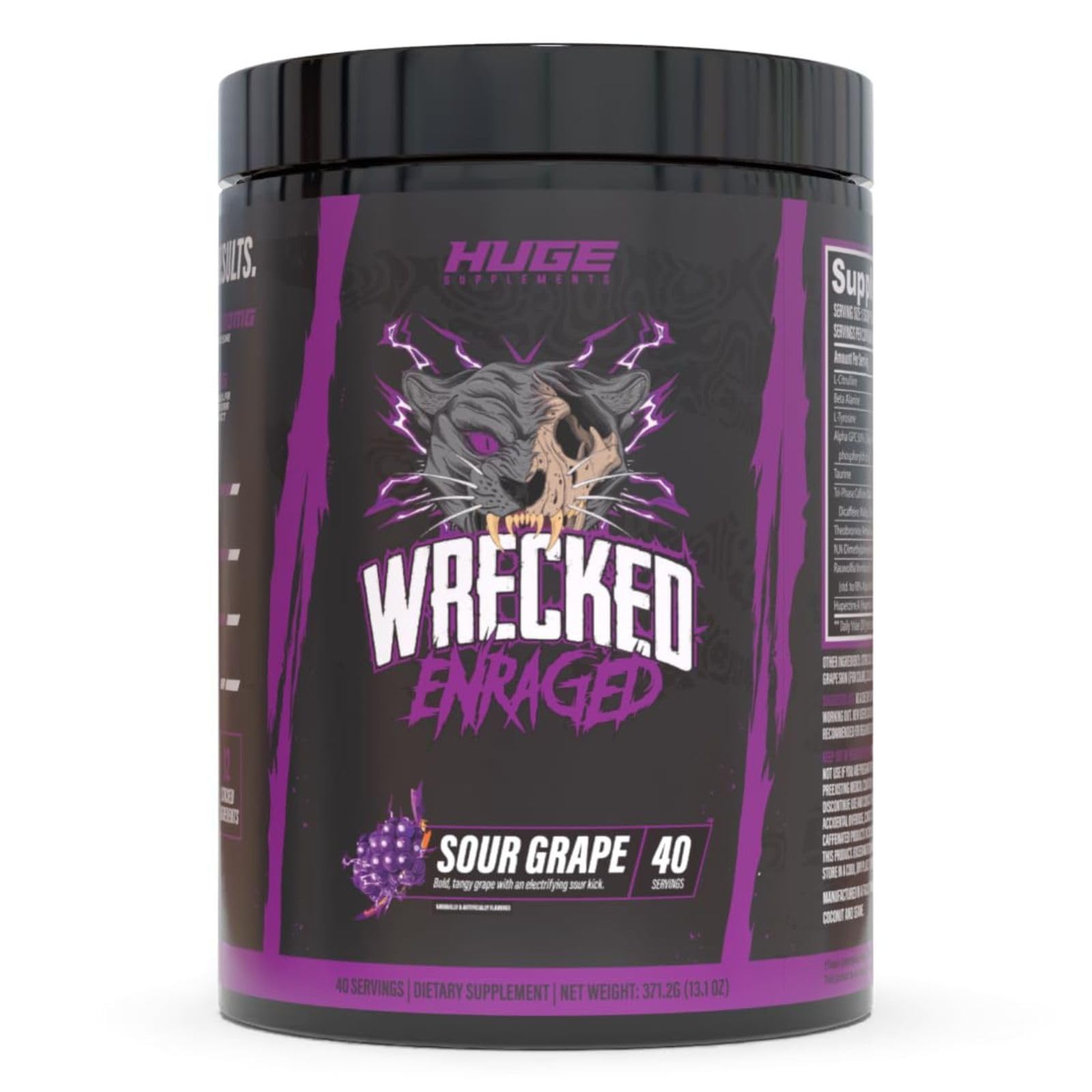 Huge Supplements bote frontal mostrando diseño y fuerza extrema