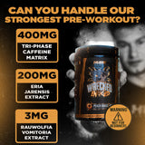 Envase junto a vaso para comparar tamaño y visualizar 40 servicios de Huge Supplements
