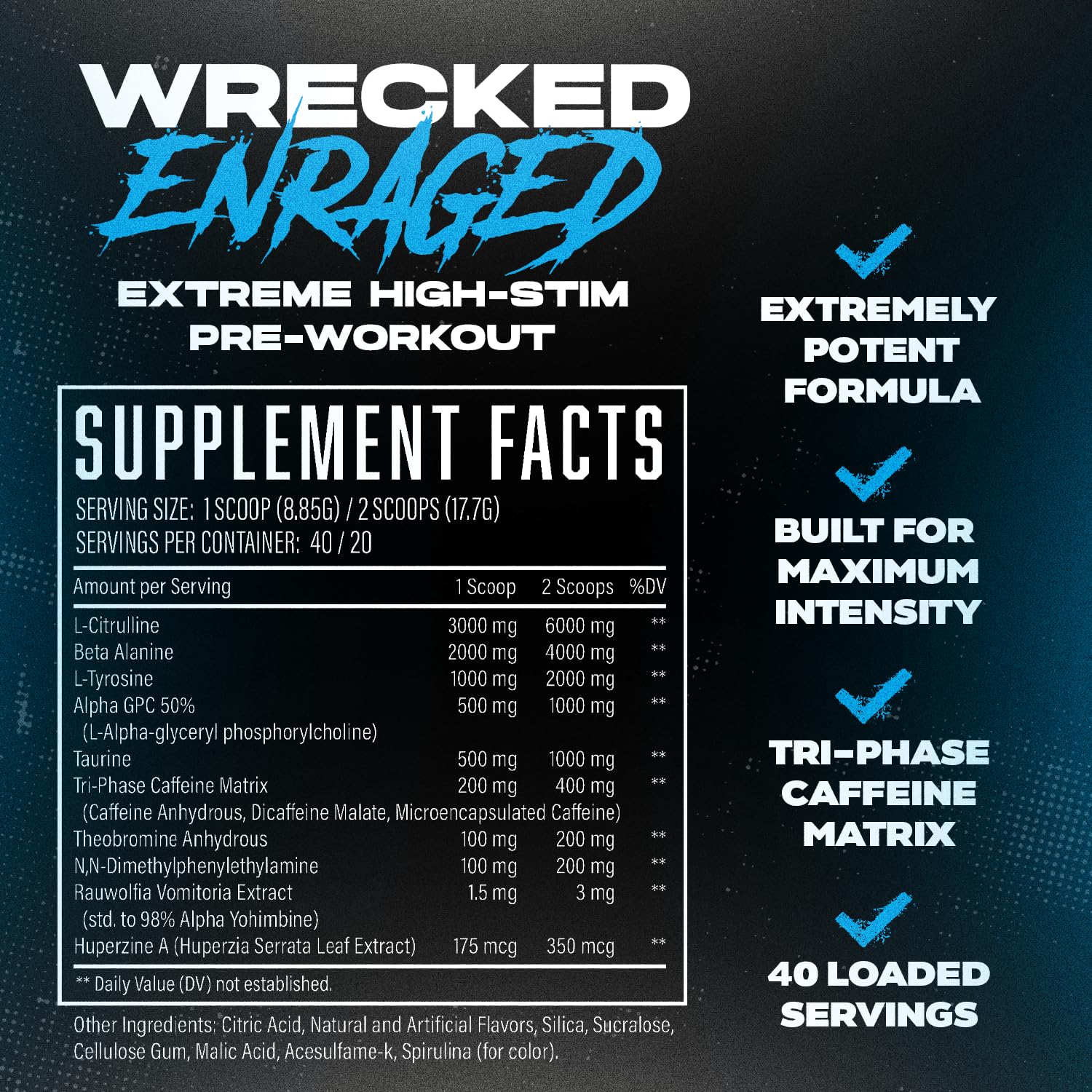 Vaso mezclado de Wrecked Enraged Huge Supplements listo para consumir antes del entrenamiento
