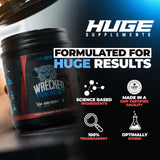 Huge Supplements etiqueta con lista de ingredientes y dosificaciones claras