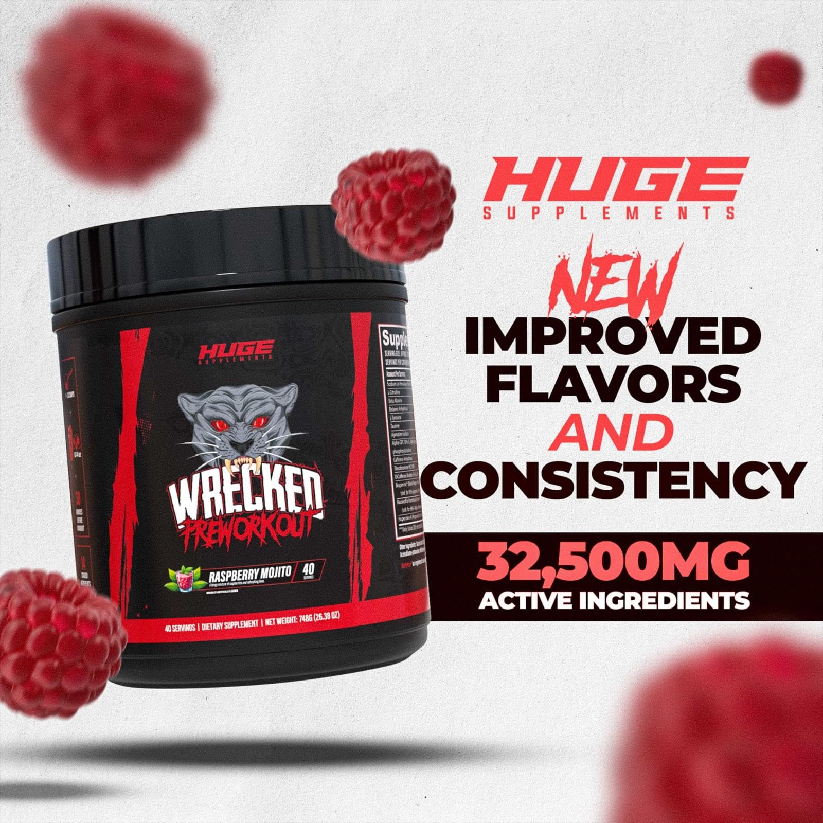 Huge Supplements etiqueta Wrecked detalles de ingredientes y dosis