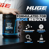 Huge Supplements bebida Wrecked en vaso mezclado listo para tomar con efecto energizante