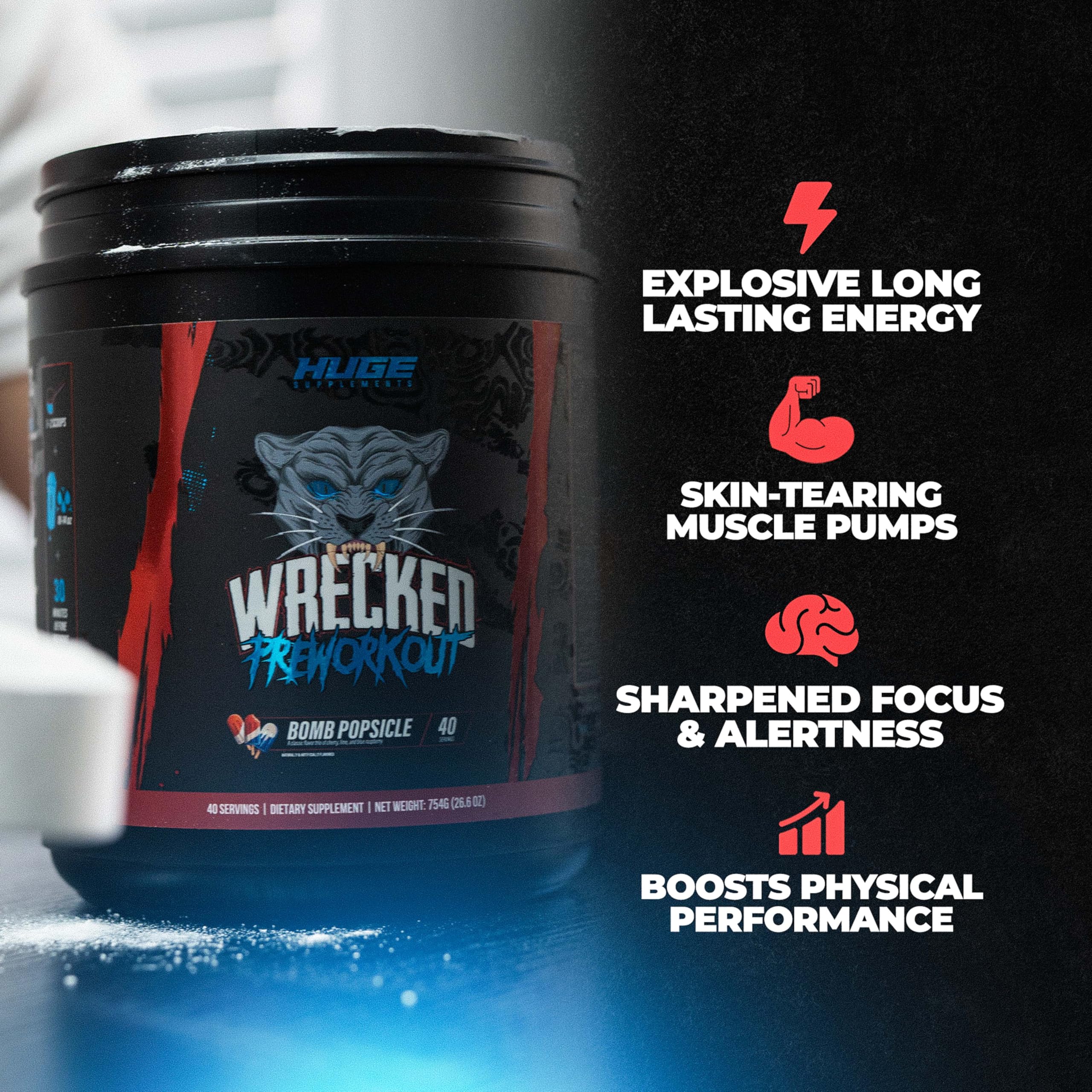 Huge Supplements vaso mezclado listo para beber y energía inmediata