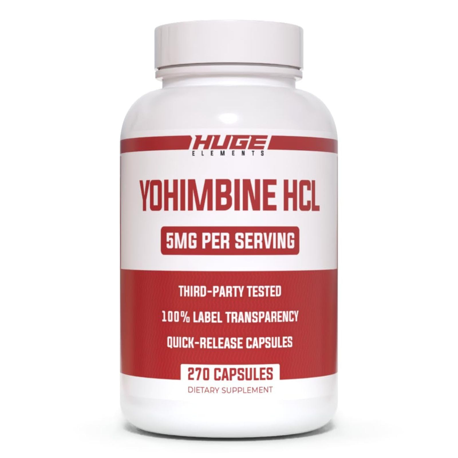 Huge Supplements envase frontal mostrando 270 cápsulas y claridad de etiqueta
