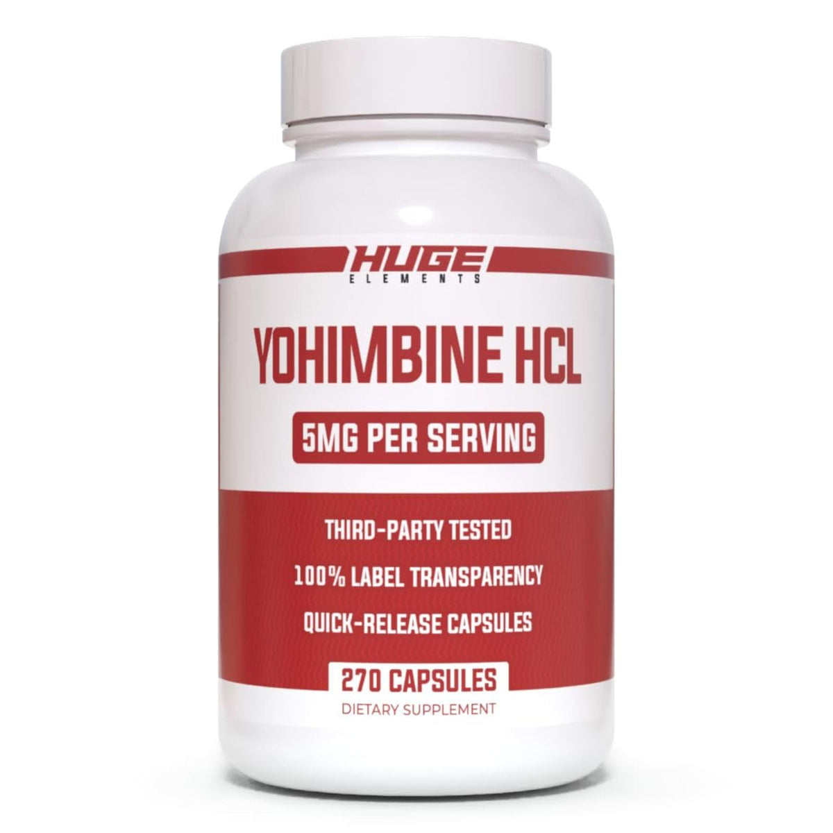 Huge Supplements envase frontal mostrando 270 cápsulas y claridad de etiqueta