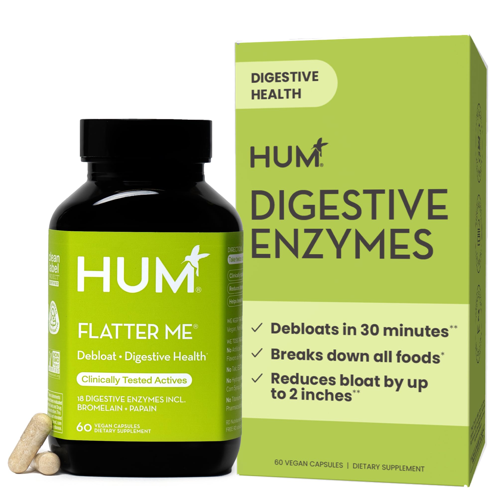 HUM envase frontal mostrando diseño y beneficio digestivo