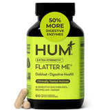 Envase HUM Flatter Me Extra Strength al frente mostrando marca y beneficio digestivo