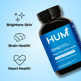 HUM OMG! Omega cápsula en primer plano mostrando recubrimiento fácil de tragar