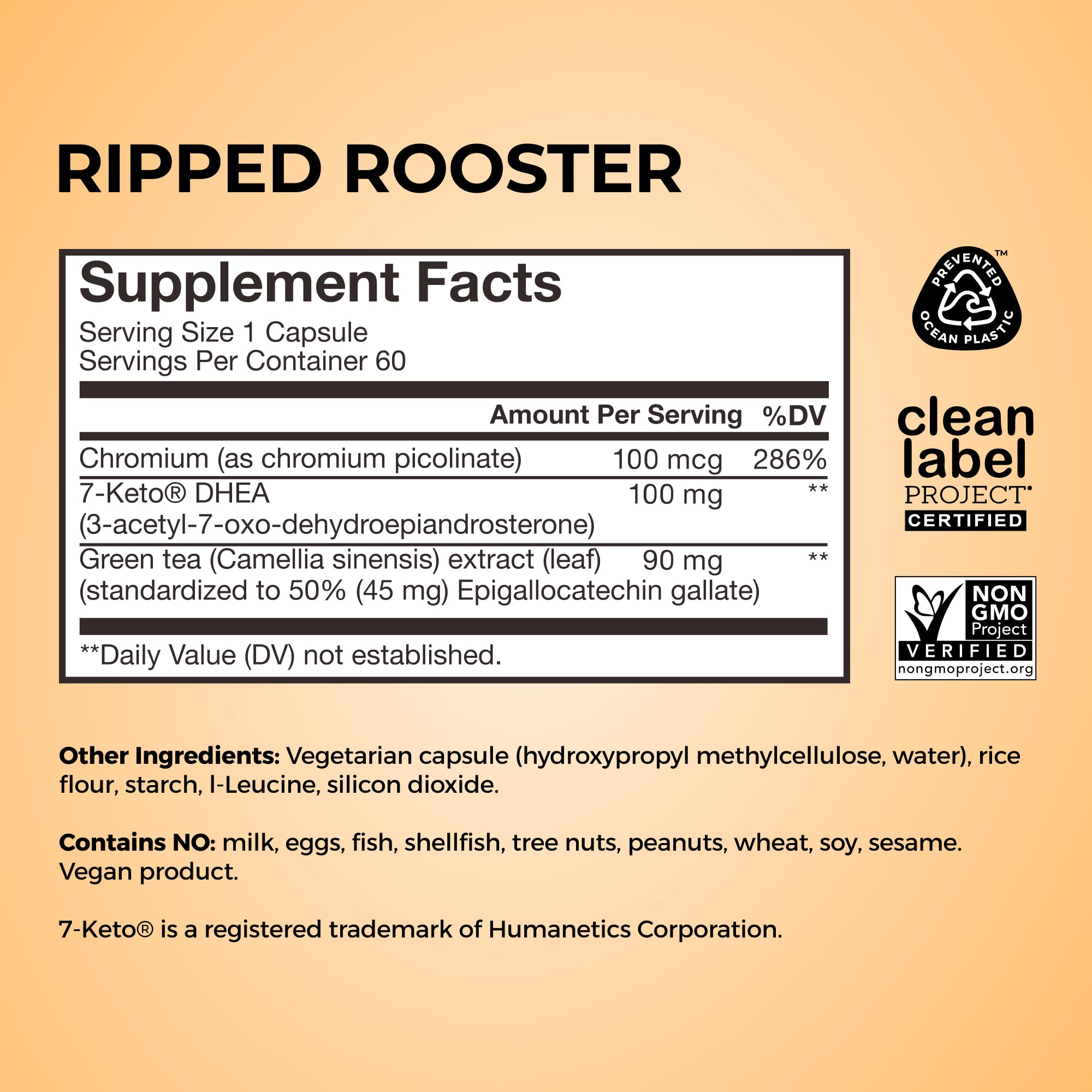 HUM Ripped Rooster frasco en mesa con comida para uso diario conveniente