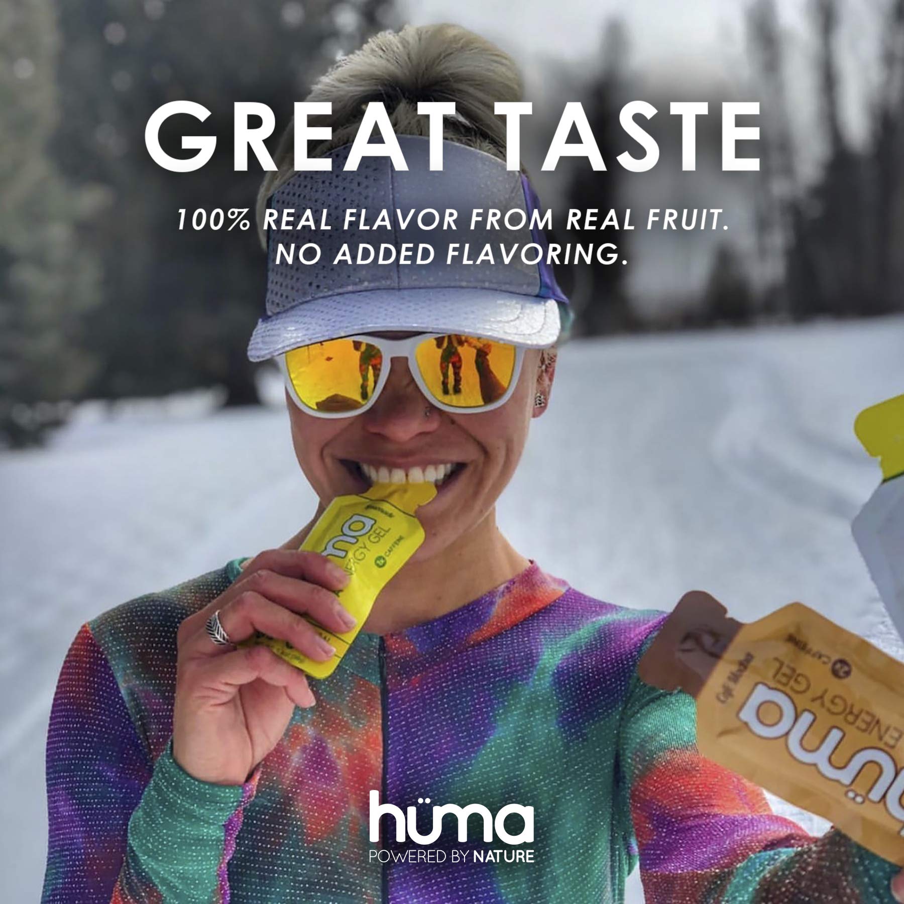 HÜMA CHIA ENERGY GEL comparación de tamaño del sobre para facilidad de transporte