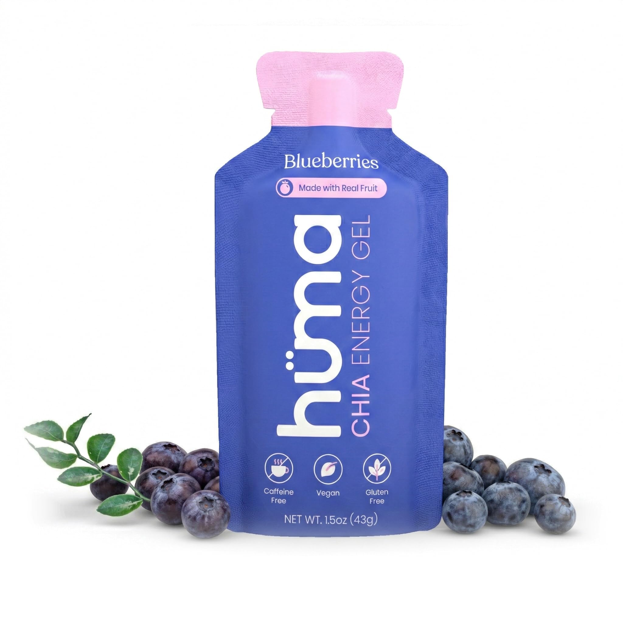 HÜMA CHIA ENERGY GEL frente del empaque mostrando 12 sobres y beneficio natural