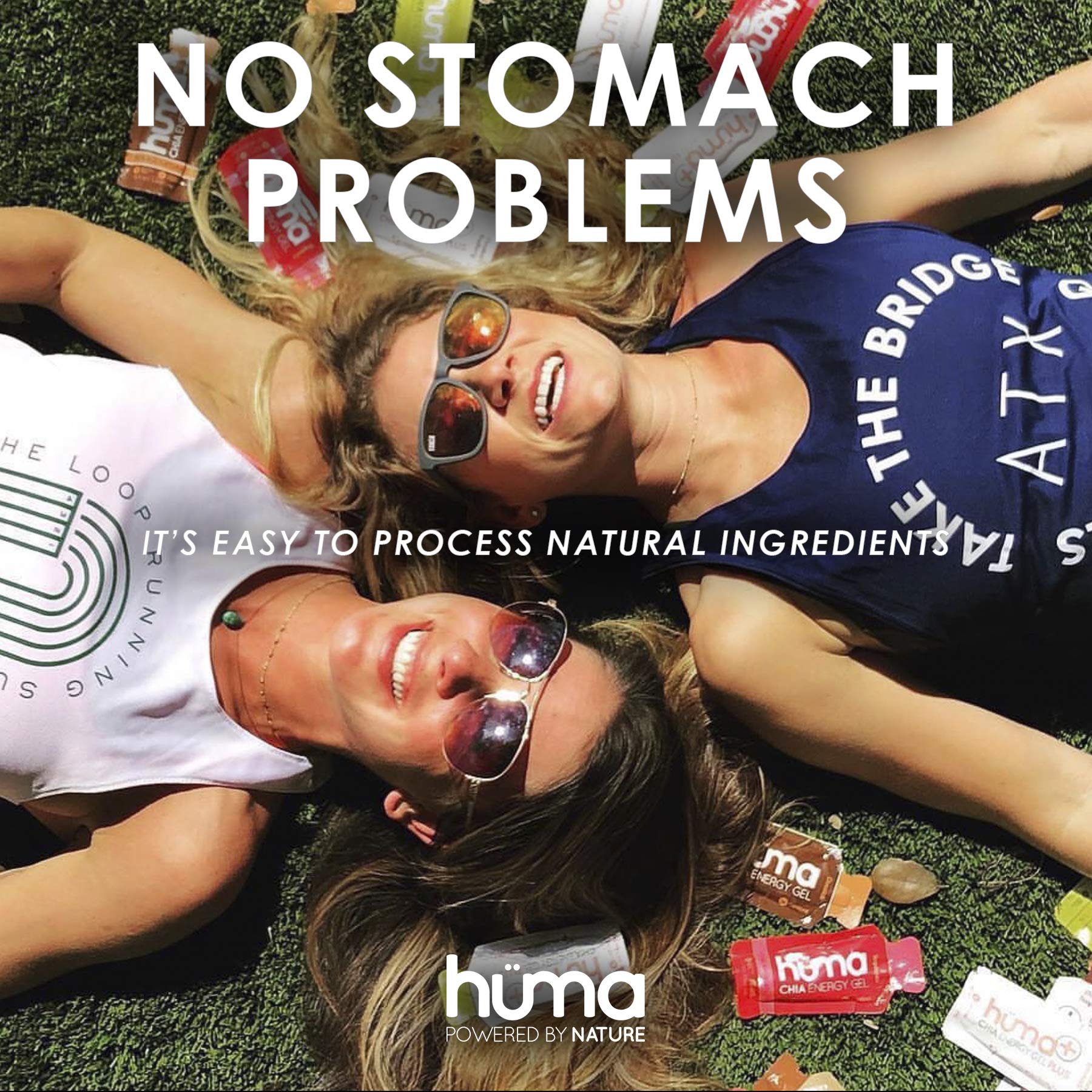 HÜMA CHIA ENERGY GEL comparación de tamaño para fácil transporte en carrera