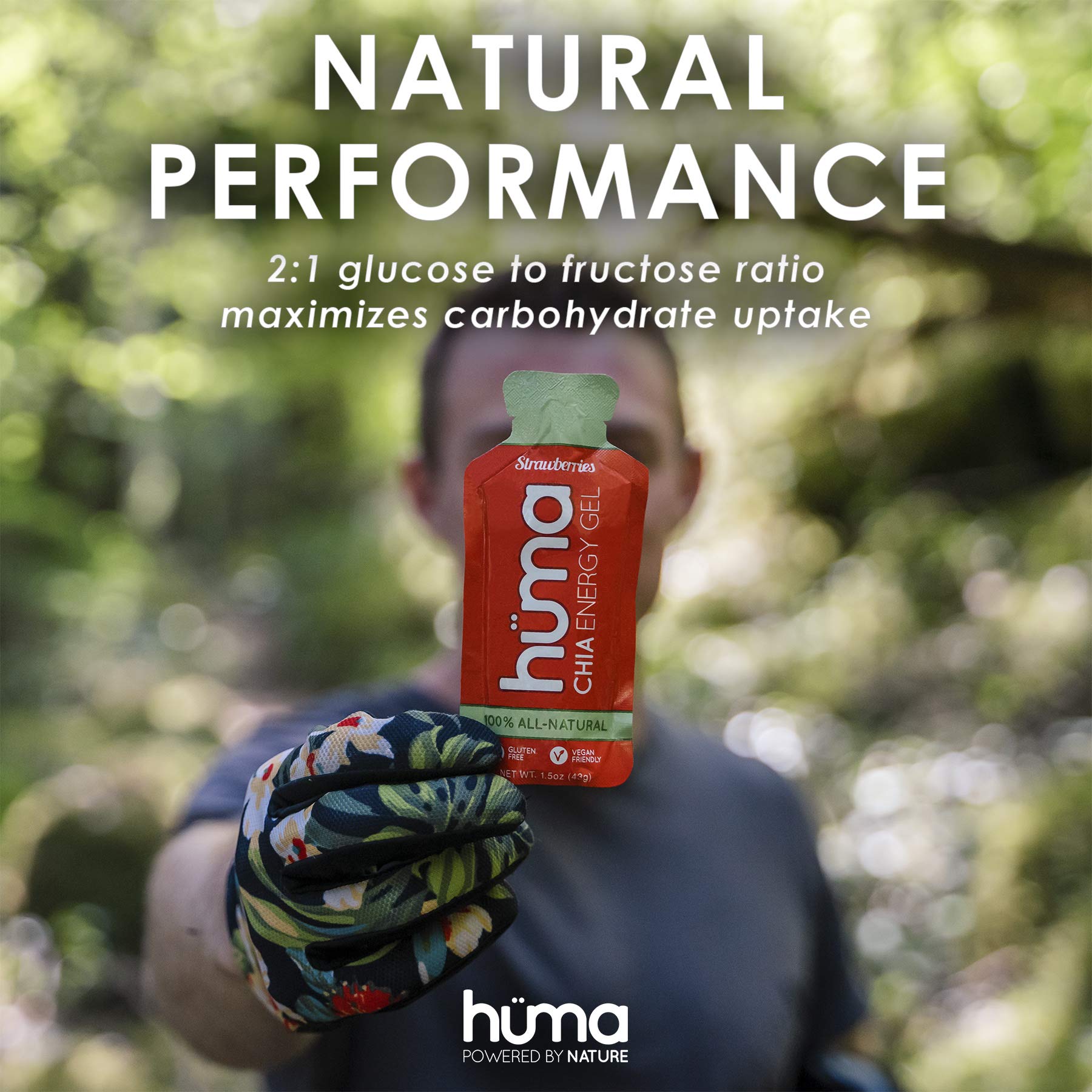 HÜMA CHIA ENERGY GEL comparación de tamaño del sobre para fácil transporte