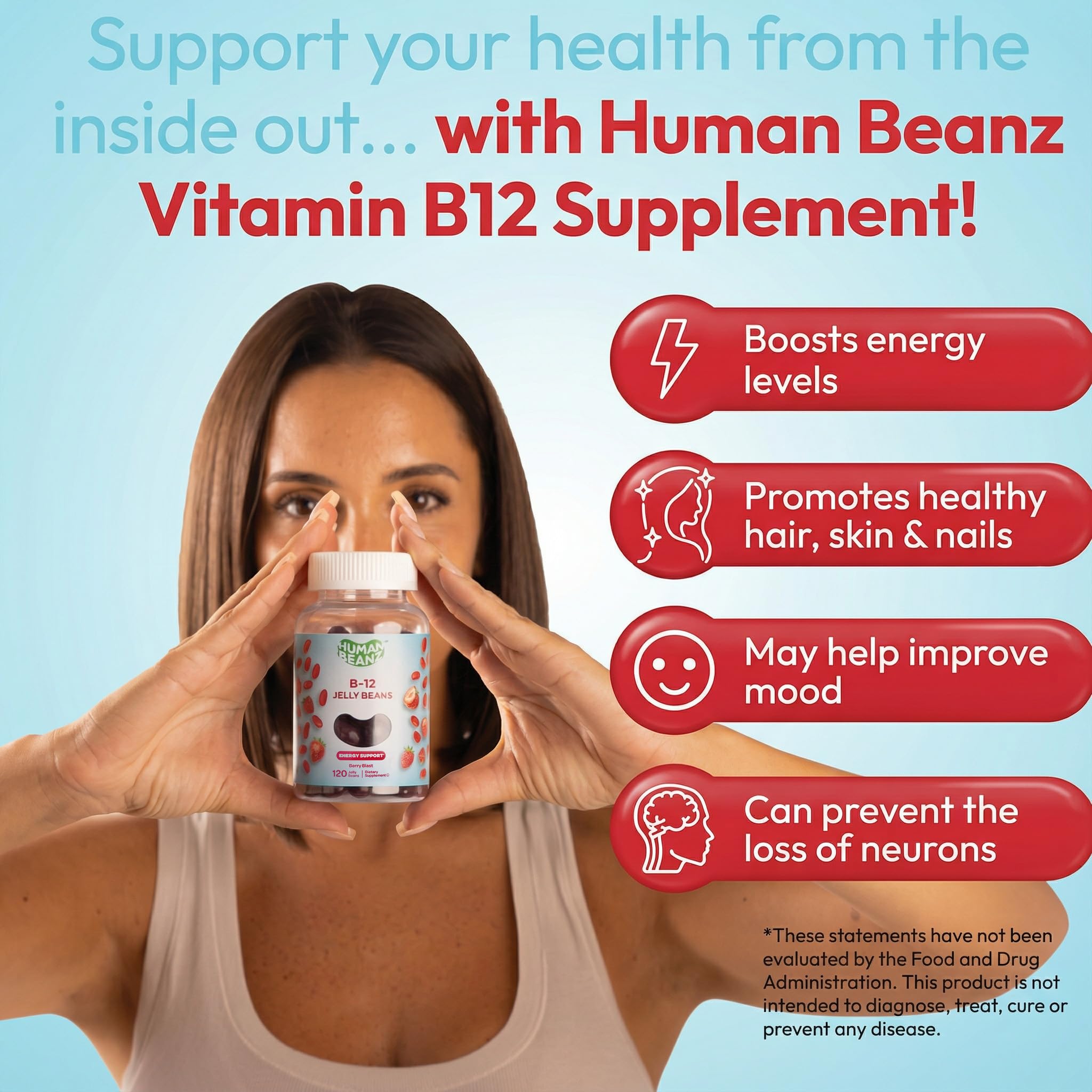 Human Beanz etiqueta nutricional legible indicando B12 metilada