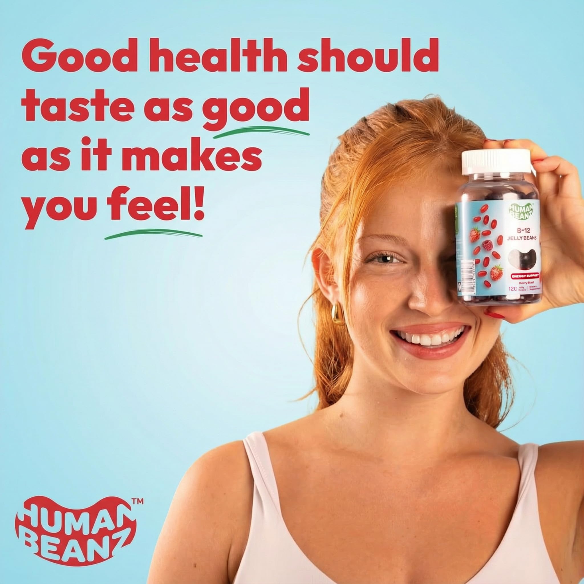 Human Beanz variedad de gomitas en plato listos para tomar