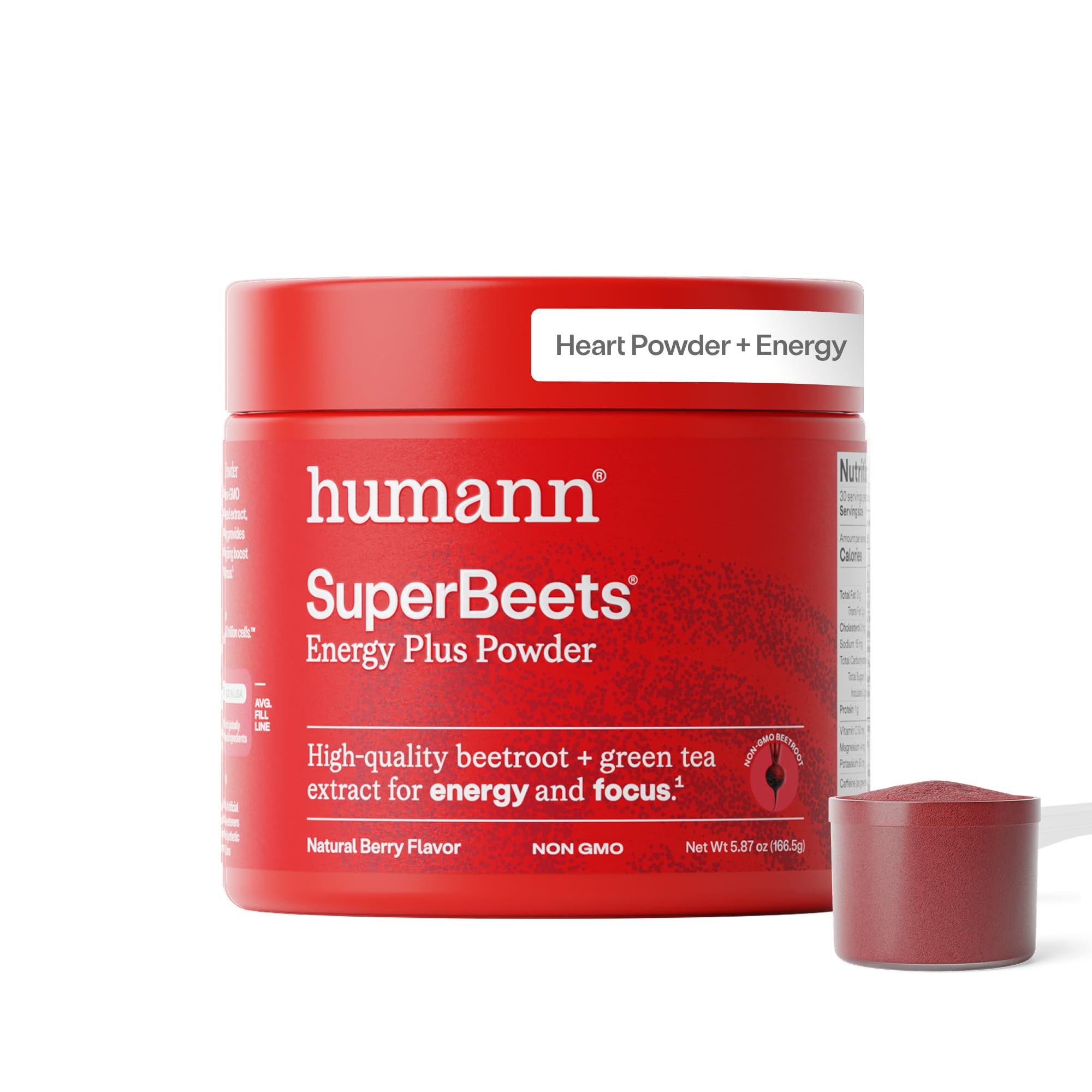 HumanN envase SuperBeets Energy Plus frontal mostrando formato y marca beneficios
