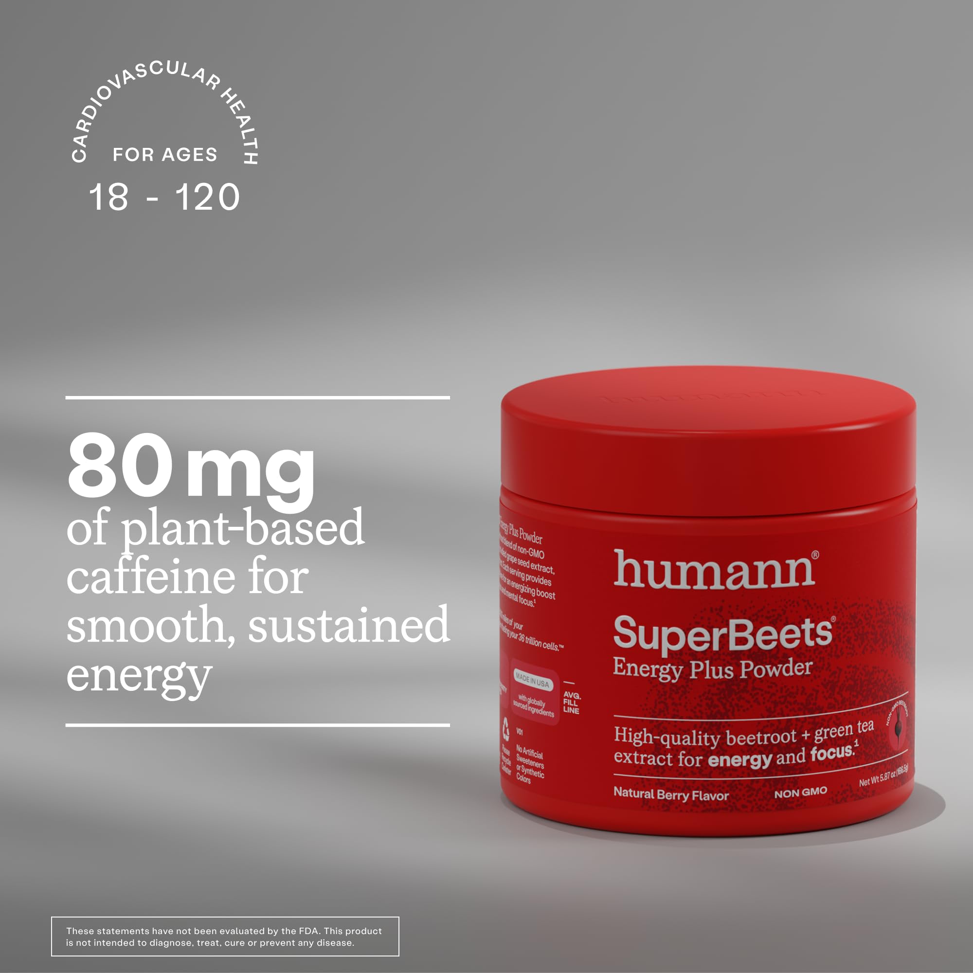 HumanN vaso con SuperBeets disuelto ilustrando bebida energizante lista