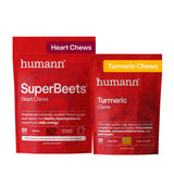 HumanN empaques frontales SuperBeets y Turmeric que muestran conveniencia y confianza