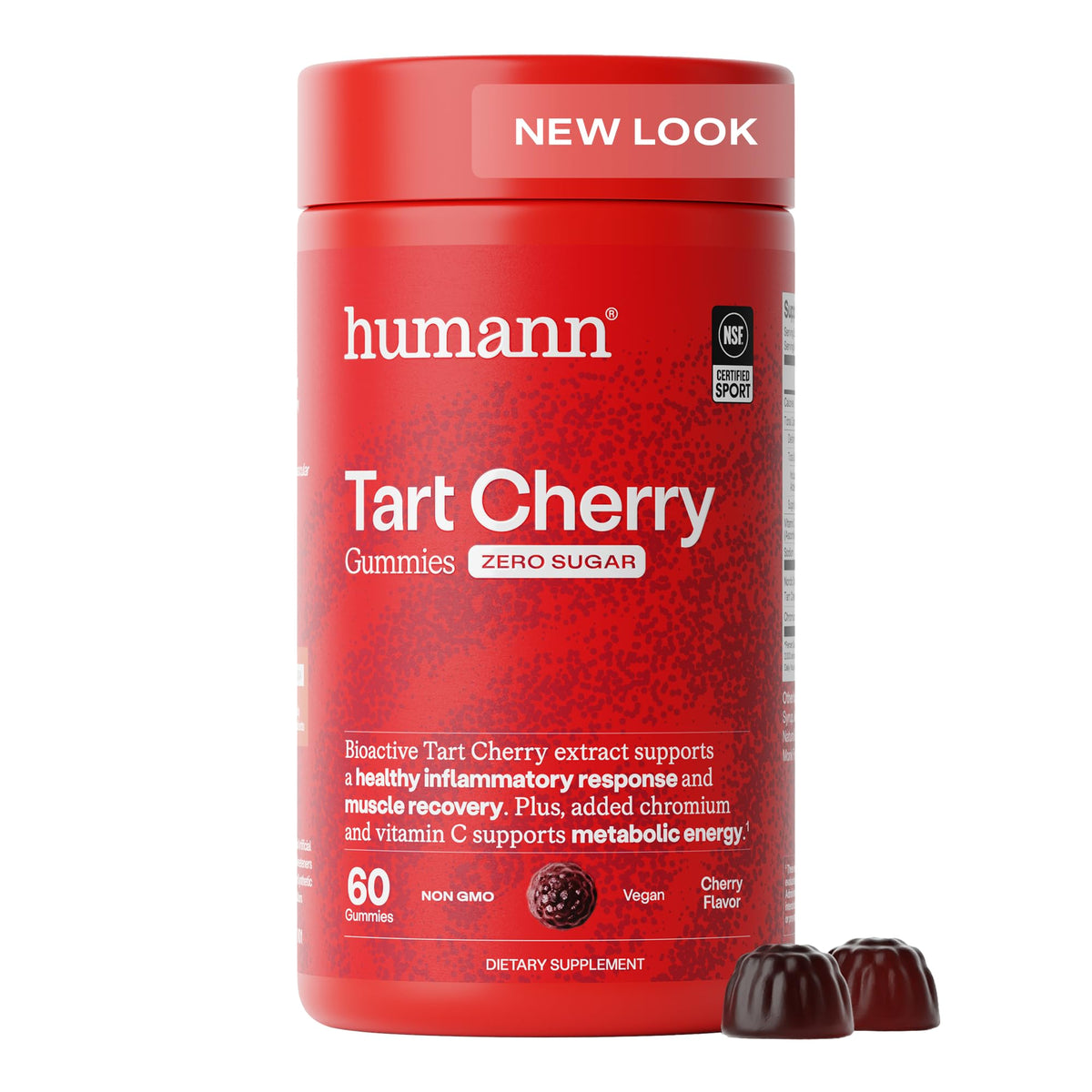 HumanN frasco frontal que muestra 60 gominolas y etiquetado claro