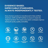 HUMANX frasco junto a vaso de agua en ambiente doméstico cotidiano
