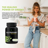 Cápsulas HUMANX Sulforaphane+ en la mano para comparar escala y dosificación