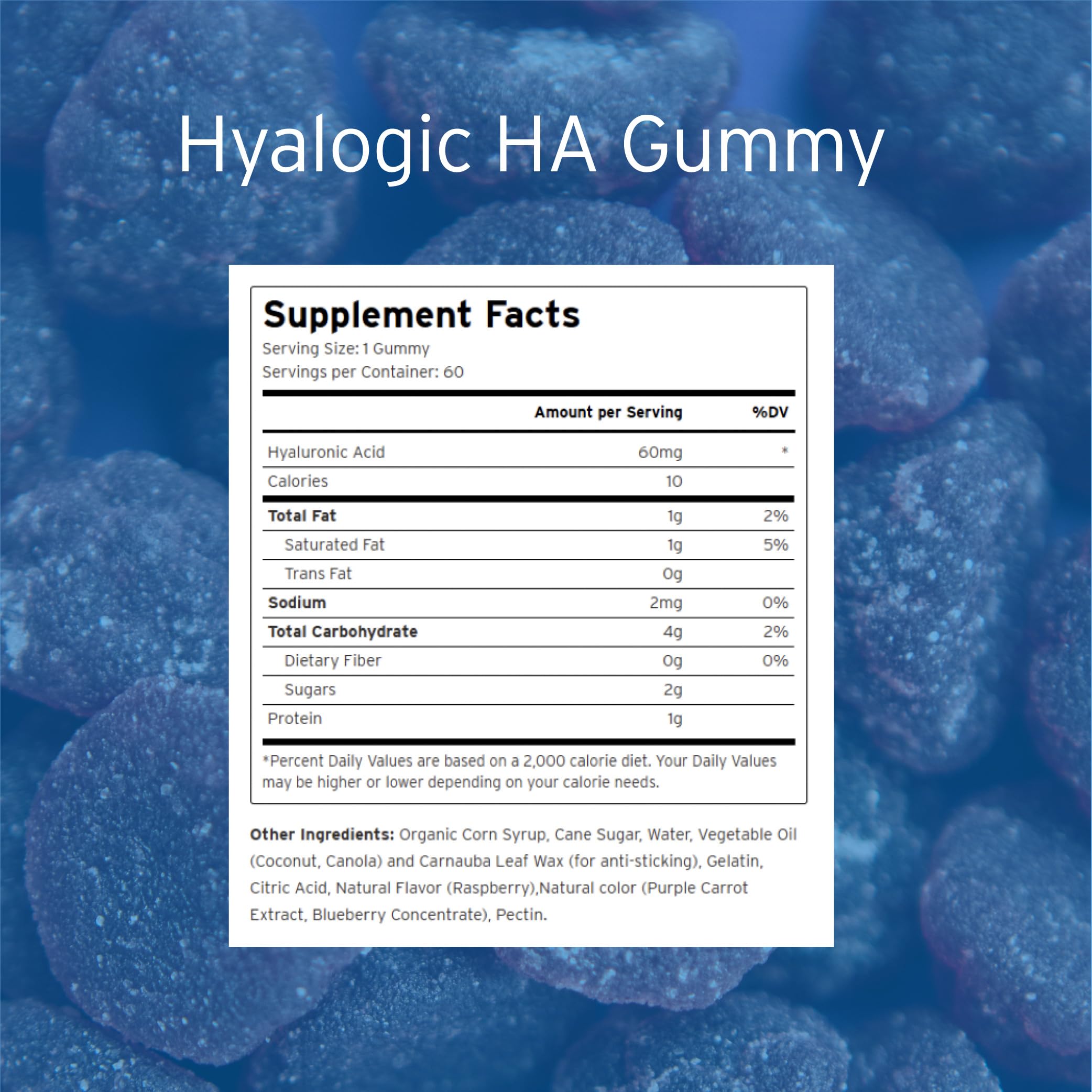 Hyalogic gomitas dispuestas en mesa en contexto de estilo de vida saludable