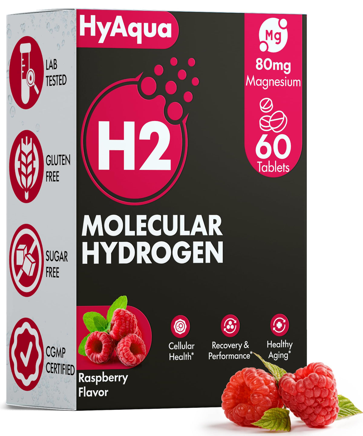 HyAqua frente del envase mostrando 60 tabletas y beneficios claros