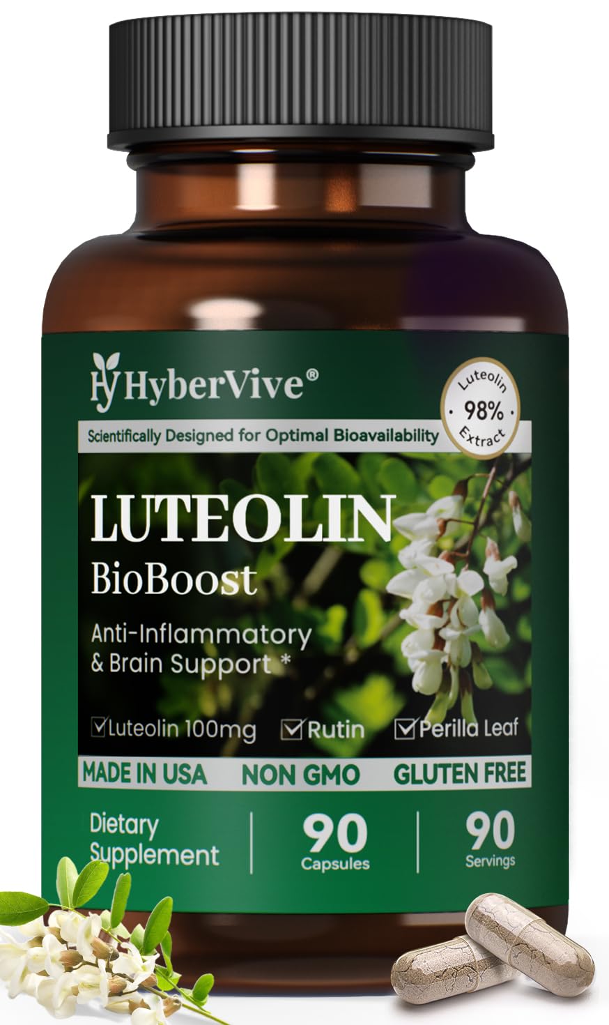 HyberVive envase frontal mostrando cápsulas y beneficio para claridad mental