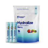 Hydralize empaque frontal mostrando 30 sobres y beneficios de rehidratación