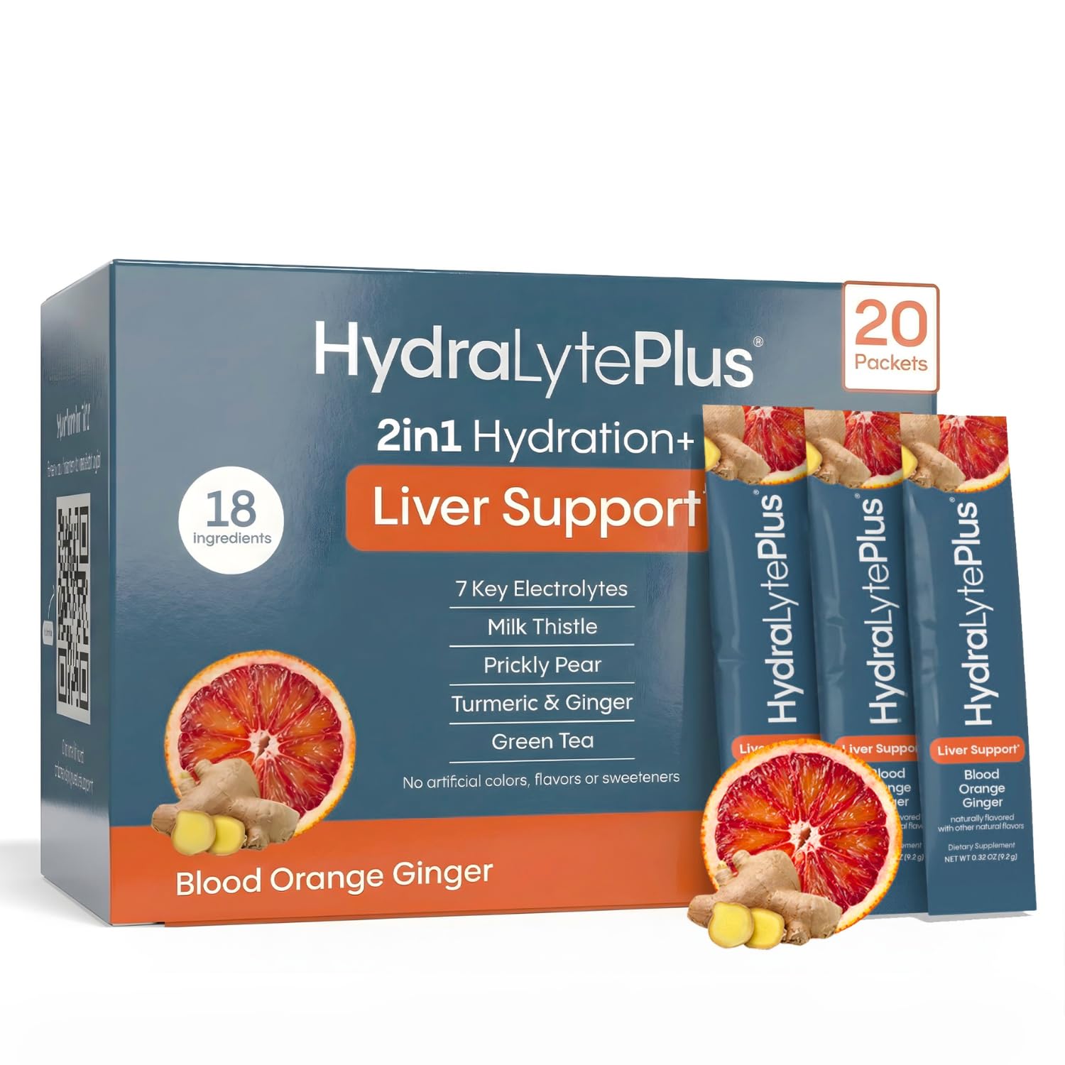 Hydralyte empaque frontal mostrando sobres y beneficios de hidratación rápida