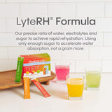 Hydralyte mezcla disuelta en vaso de 8 oz, bebida ligeramente con gas refrescante